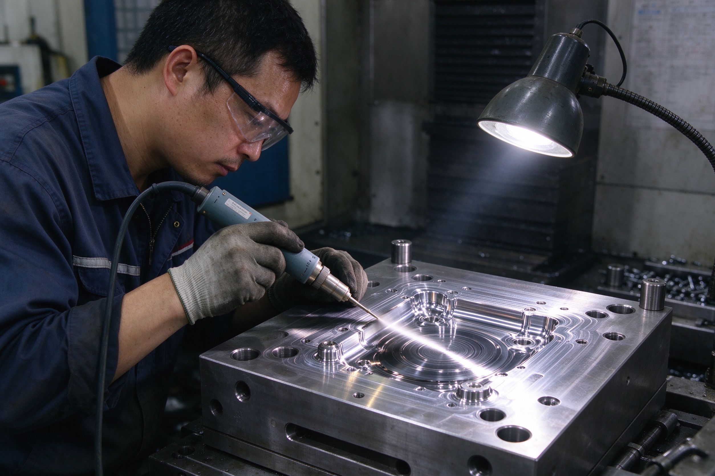 模具钳工对注塑模具型腔进行镜面抛光